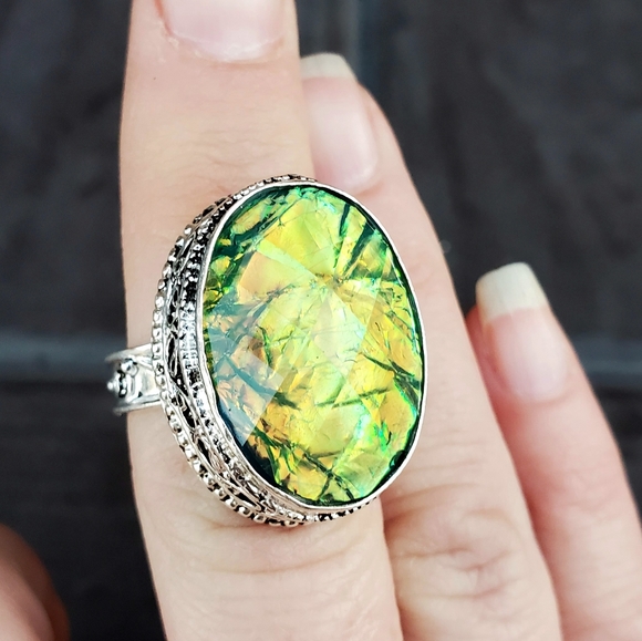 New Faceted Triplet Opal 925 Silver Ring. - Picture 1 of 16